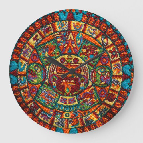 Colorful Mayan Calendar Large Clock