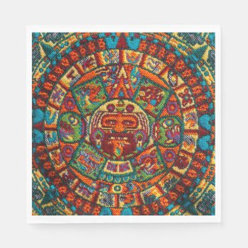 Colorful Mayan Calendar Paper Napkins by bbourdages at Zazzle