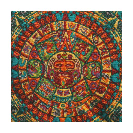 Colorful Mayan Calendar Wood Wall Decor