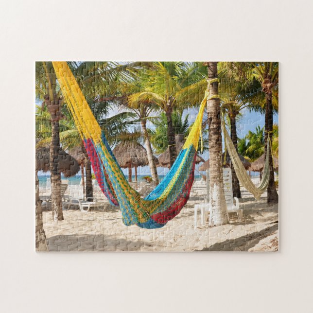 Colorful Mayan Hammock Cozumel Mexico Puzzle (Horizontal)