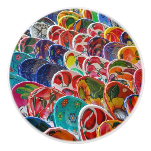 Colorful Mayan Mexican Bowls Ceramic Knob