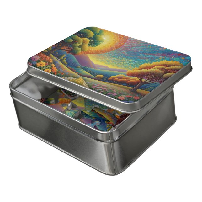 Colorful Meadow Art Jigsaw Puzzle (Lid Open)