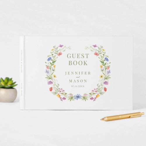 Colorful meadow flower wedding gift guest book