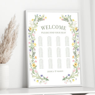 Colorful Meadow Flower Wedding Seating Chart