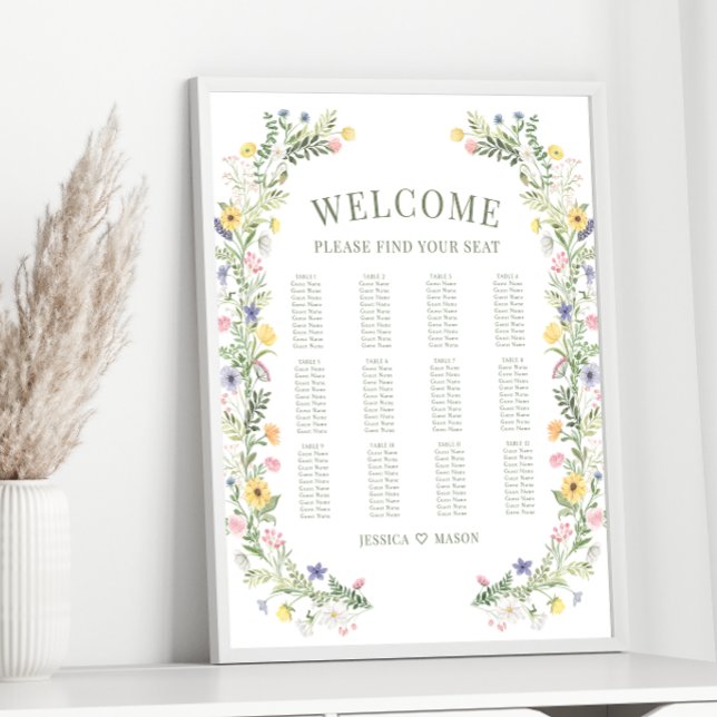 Colorful Meadow Flower Wedding Seating Chart (Creator Uploaded)