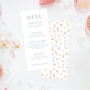 Colorful Meadow Flower Wildflower Wedding Menu