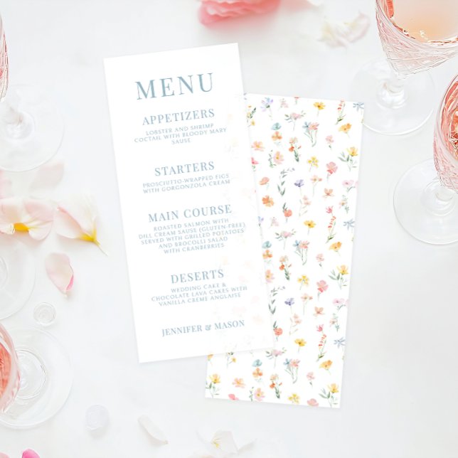 Colorful Meadow Flower Wildflower Wedding Menu (Creator Uploaded)