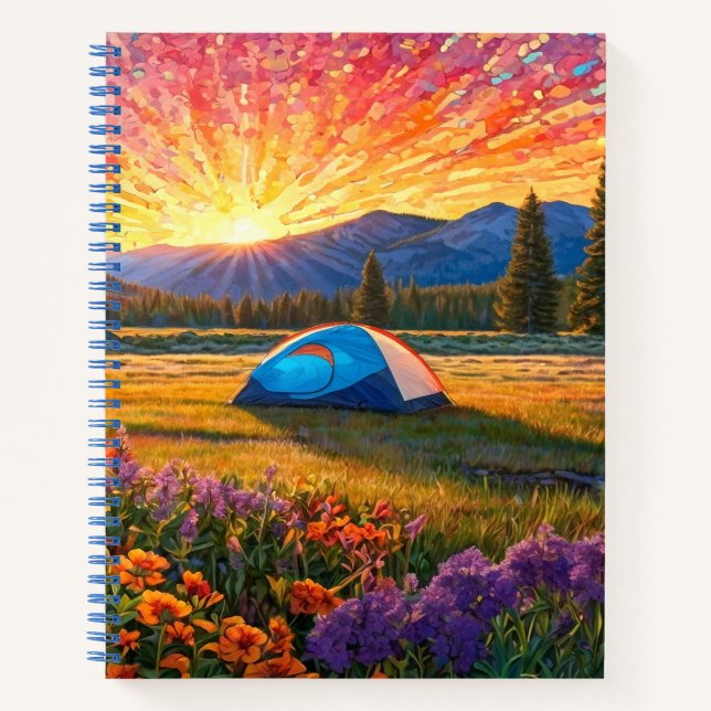 Colorful Meadow Flowers Camping Tent Art Notebook (Front)