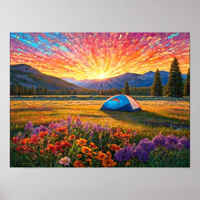 Colorful Meadow Flowers Camping Tent Art Poster (Front)