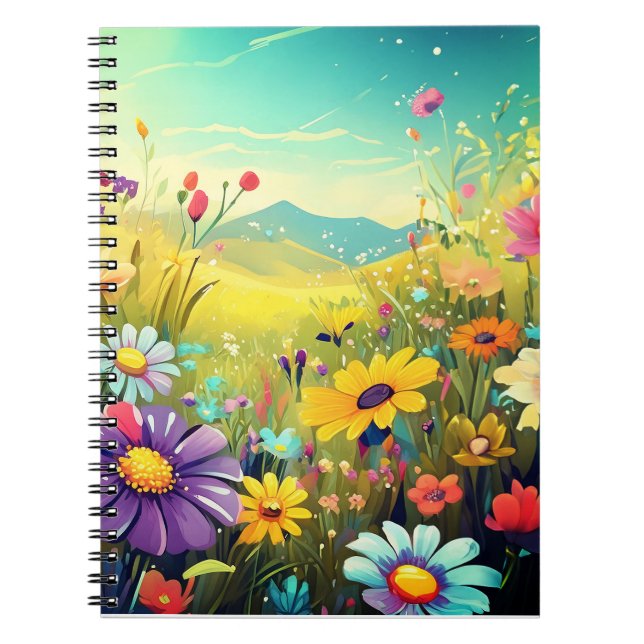 Colorful meadow notepad for your joyful day notebook (Front)