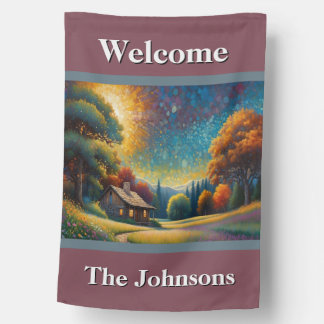 Colorful Meadow Welcome House Flag