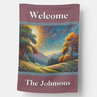Colorful Meadow Welcome House Flag