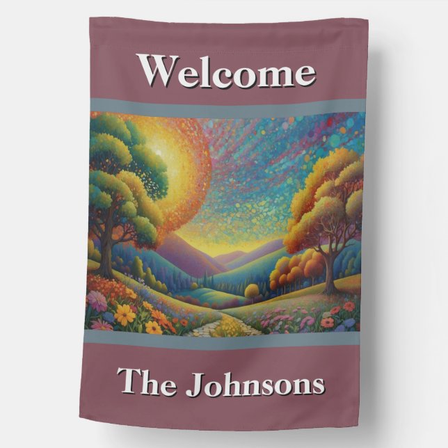 Colorful Meadow Welcome House Flag (Front)