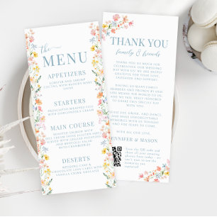 Colorful Meadow Wild Flower Wedding Menu Thank you