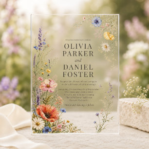 Colorful Meadow Wildflower Boho Wedding Invitation