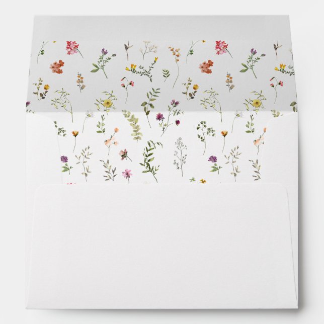 Colorful meadow wildflower rustic wedding Envelope (Back (Bottom))