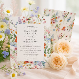Colorful Meadow Wildflower Wedding Invitation