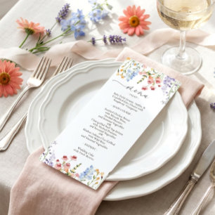 Colorful Meadow Wildflower Wedding Menu