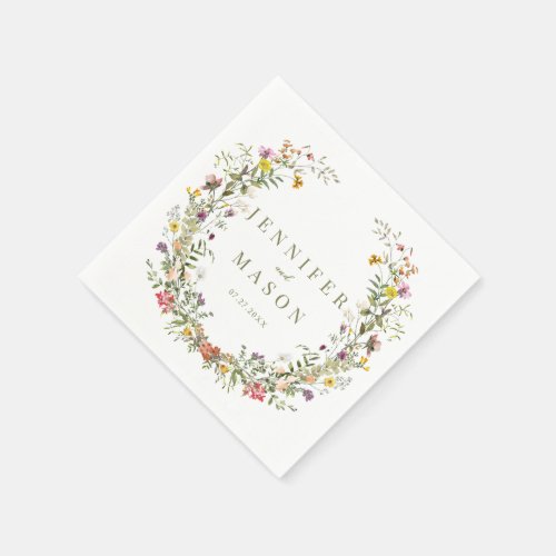 Colorful meadow wildflower wedding Paper Napkins