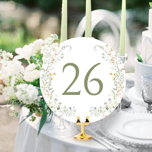 Colorful Meadow Wildflower Wreath Table Number