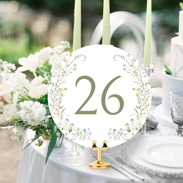 Colorful Meadow Wildflower Wreath Table Number (Creator Uploaded)