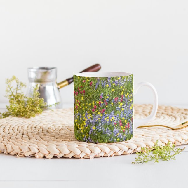 Colorful Meadow Wildflowers Floral Mug (In Situ Table)