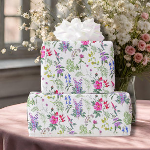 Colorful Meadow Wildflowers & Herbs Floral Pattern Wrapping Paper