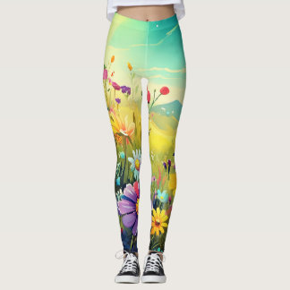 Colorful meadow Yoga Leggins Leggings