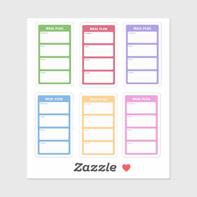 Colorful Meal Plan Sticker (Sheet)