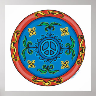 Colorful Medallion Design and Peace Sign