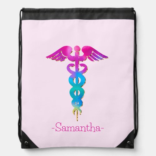 Colorful Medical Sign Drawstring Bag