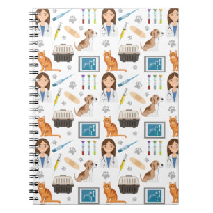 Colorful Medical Veterinary Animal Doctor Vet Patt Notebook