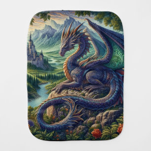 Colorful, Medieval Dragon castle Baby Burp Cloth