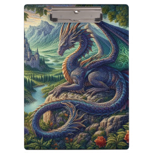 Colorful, Medieval Dragon castle Clipboard