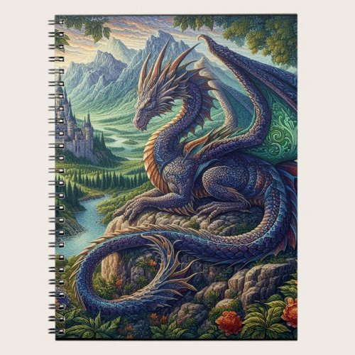 Colorful, Medieval Dragon castle Notebook