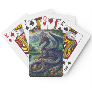 Colorful, Medieval Dragon castle Poker Cards