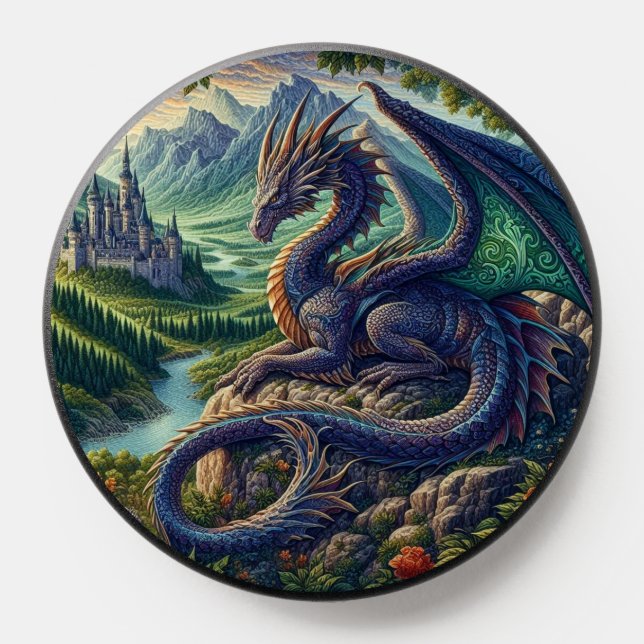 Colorful, Medieval Dragon castle PopSocket (Popsocket)