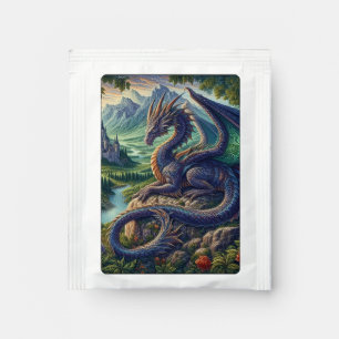 Colorful, Medieval Dragon castle Tea Bag Drink Mix