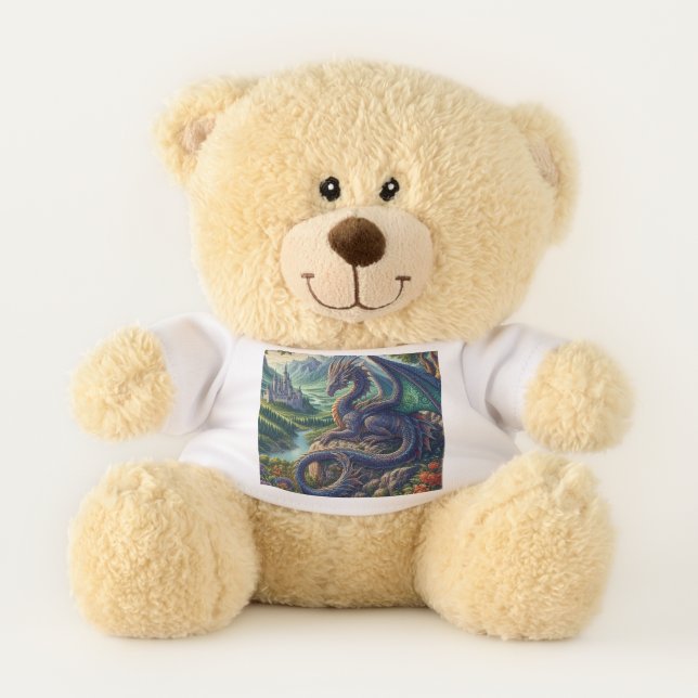 Colorful, Medieval Dragon castle Teddy Bear (Front)