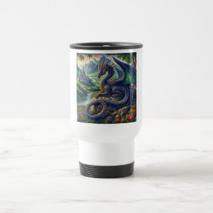 Colorful, Medieval Dragon castle Travel Mug