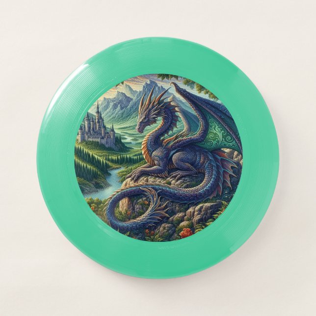 Colorful, Medieval Dragon castle Wham-O Frisbee (Front)