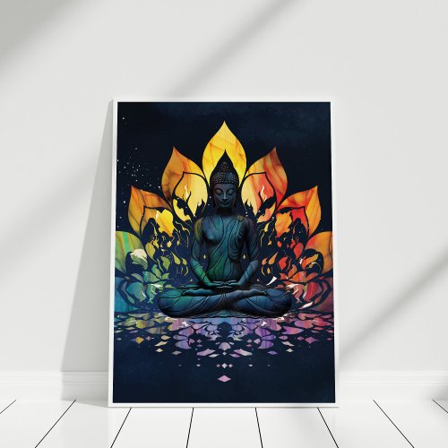 Colorful Meditating Buddha Universe Wall Art