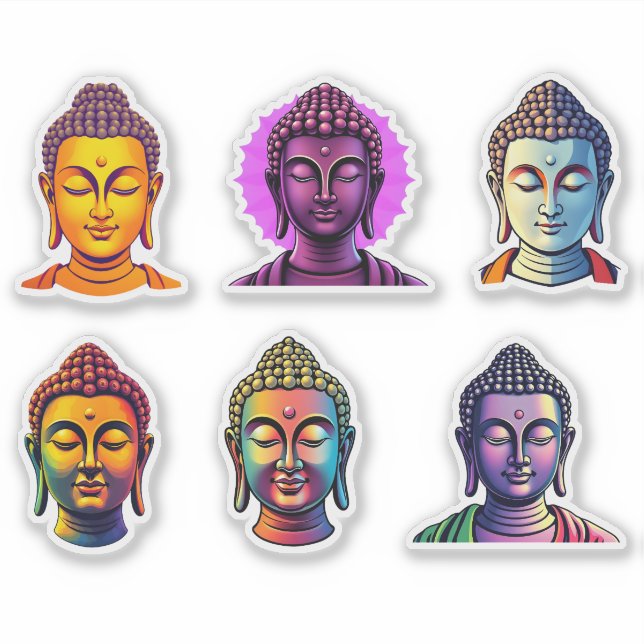 Colorful Meditating Calm Gautama Buddha Sticker (Front)