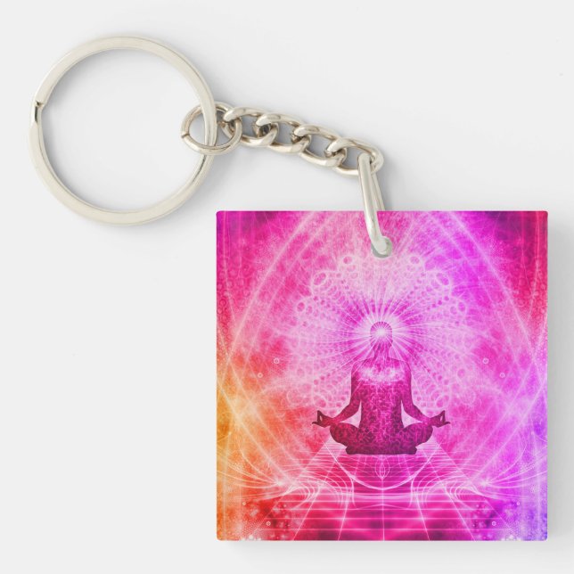 Colorful Meditation Spiritual Yoga Keychain (Front)