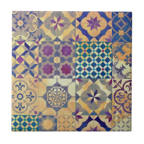 Colorful Mediterranean  Aegean traditional tiles