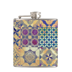 Colorful Mediterranean & Aegean traditional tiles Flask