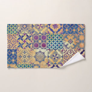 Colorful Mediterranean & Aegean traditional tiles Hand Towel