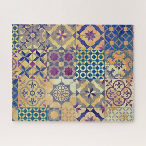 Colorful Mediterranean  Aegean traditional tiles Jigsaw Puzzle