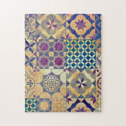 Colorful Mediterranean  Aegean traditional tiles Jigsaw Puzzle