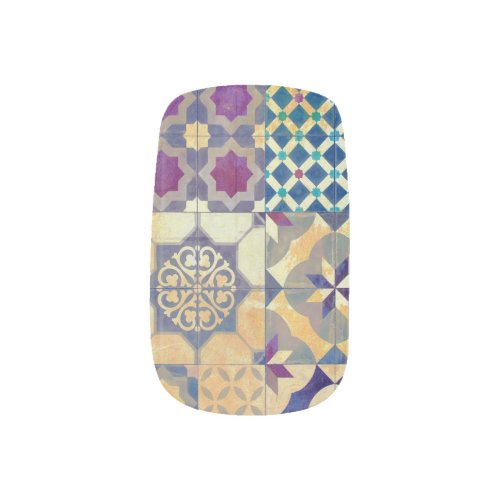 Colorful Mediterranean  Aegean traditional tiles Minx Nail Art